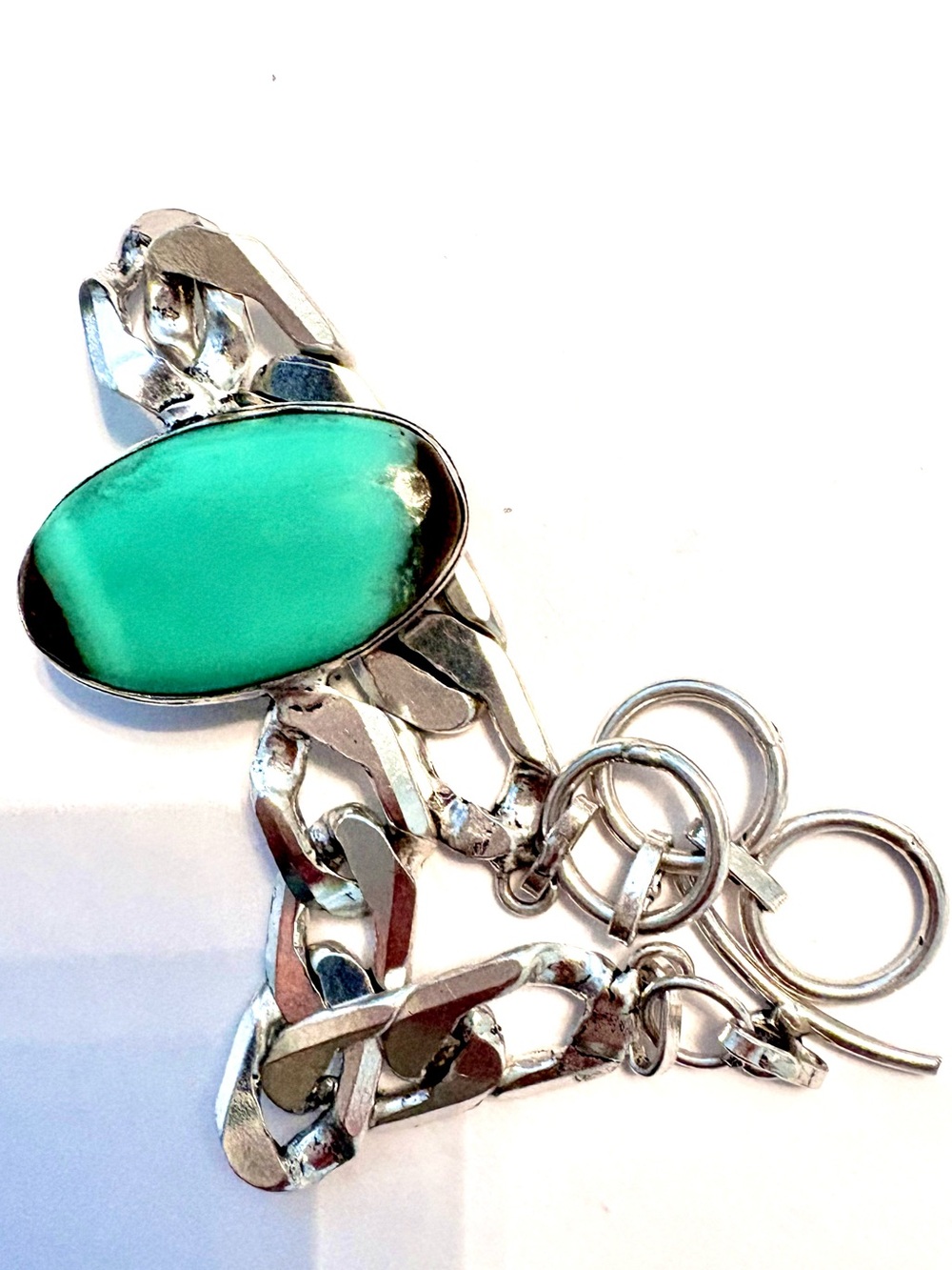 Beautiful, exclusive, Chrysoprase chain bracelet, fits size, 8–8 1/2–9. ,